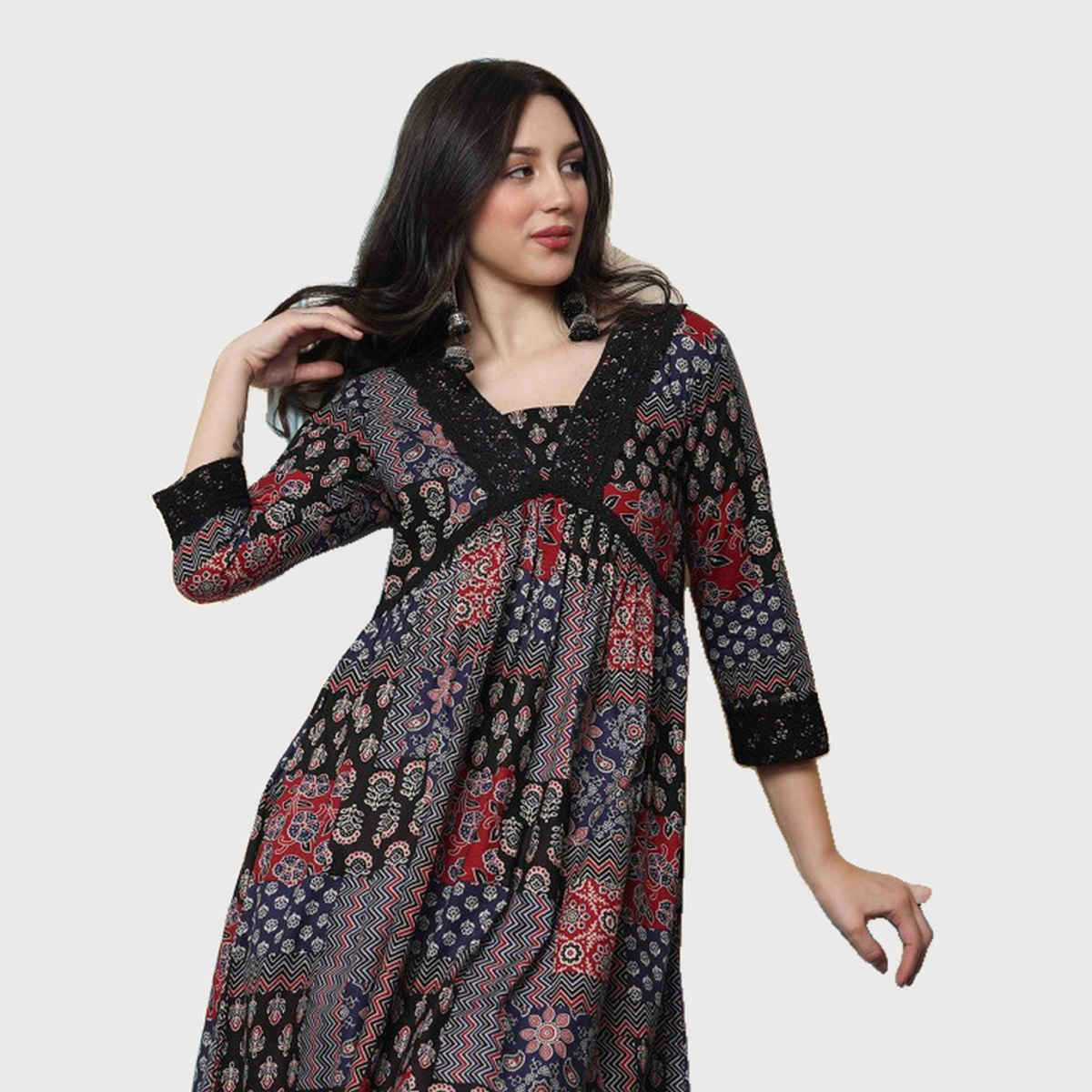 Ishin Women's Kurta Set Cotton Without Dupatta | Black - S