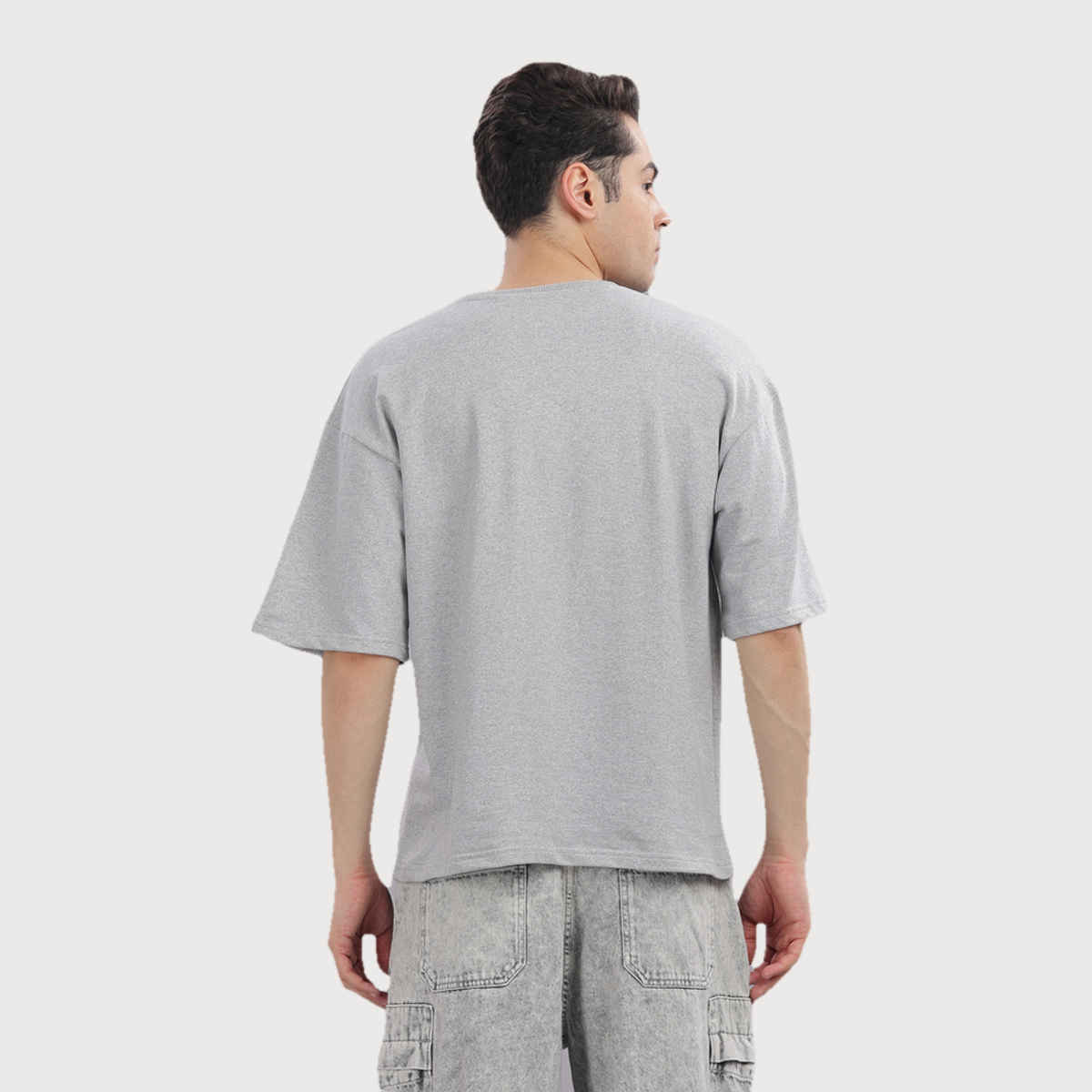 Outlaws Men's 100% Cotton French Terry Fabric Made Oversized T-shirt | Grey - S