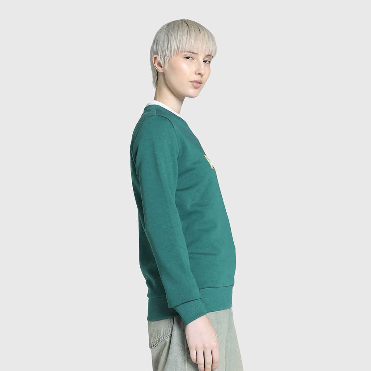 Puma Women's Sweatshirt Crew-Neck Graphics - Green | M