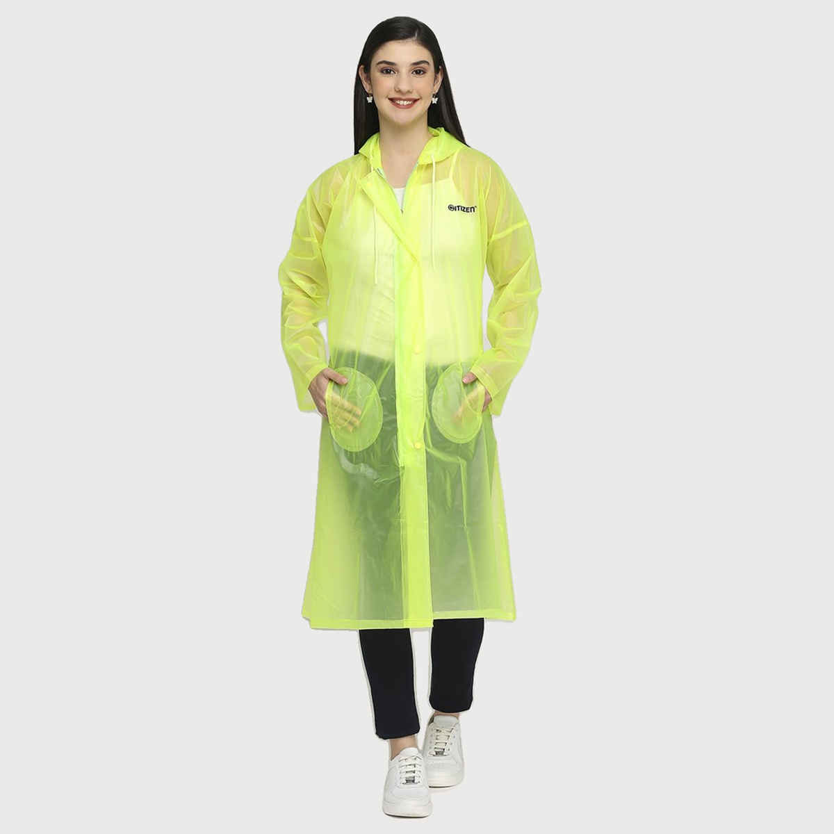 Citizen Free Size Ladies PVC Printed Long Coat