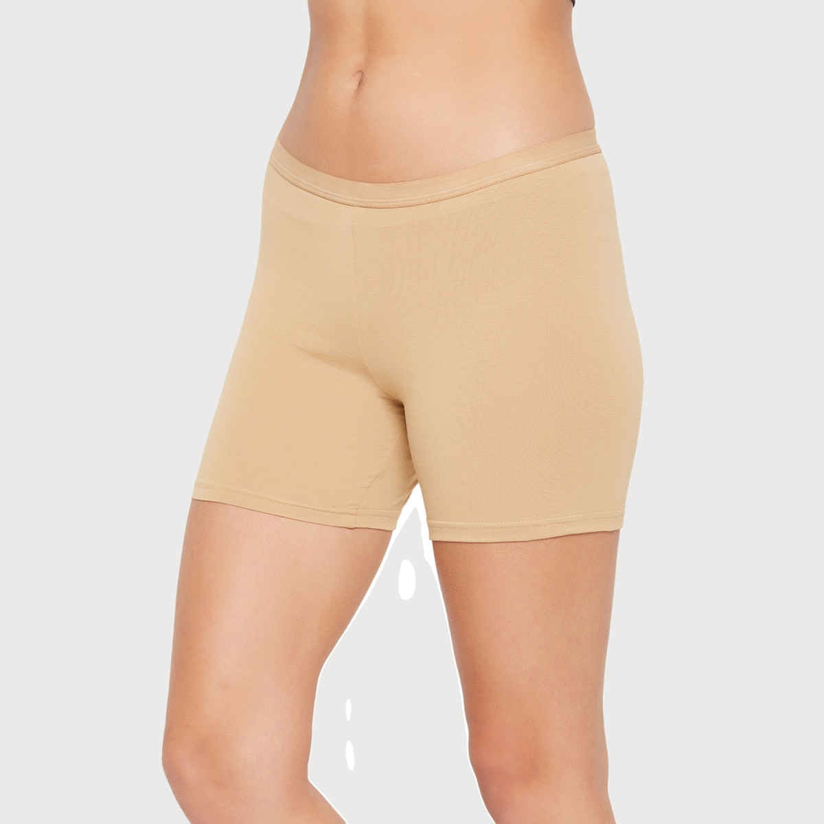 Clovia Mid Waist Boyleg Panty - Cotton | Beige | S