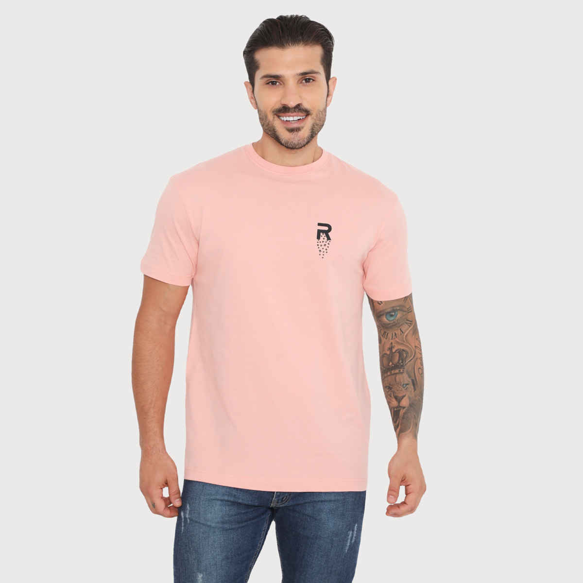 Rivolta Men's Round Neck T-Shirt | Peach 002 | XXL