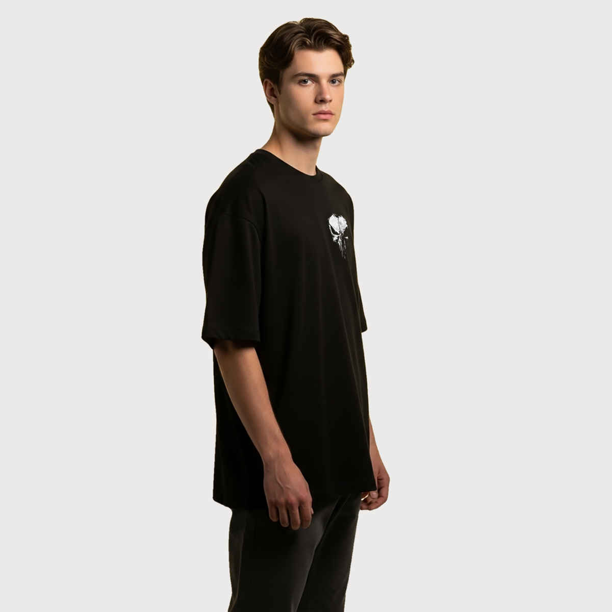 BENNY BROOKS Men's Round Neck half sleeve Oversized T-shirt |AA(ARN)BLACK120 | Black - XL