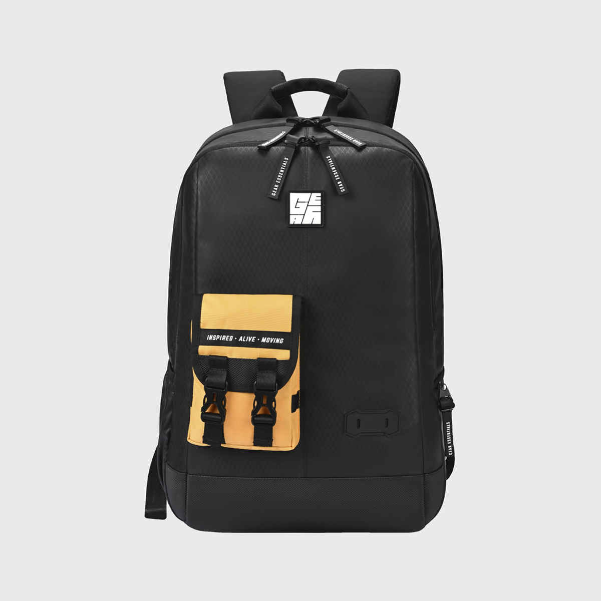 Gear Hipster Anti - Theft Faux Leather Laptop Backpack Black Yellow