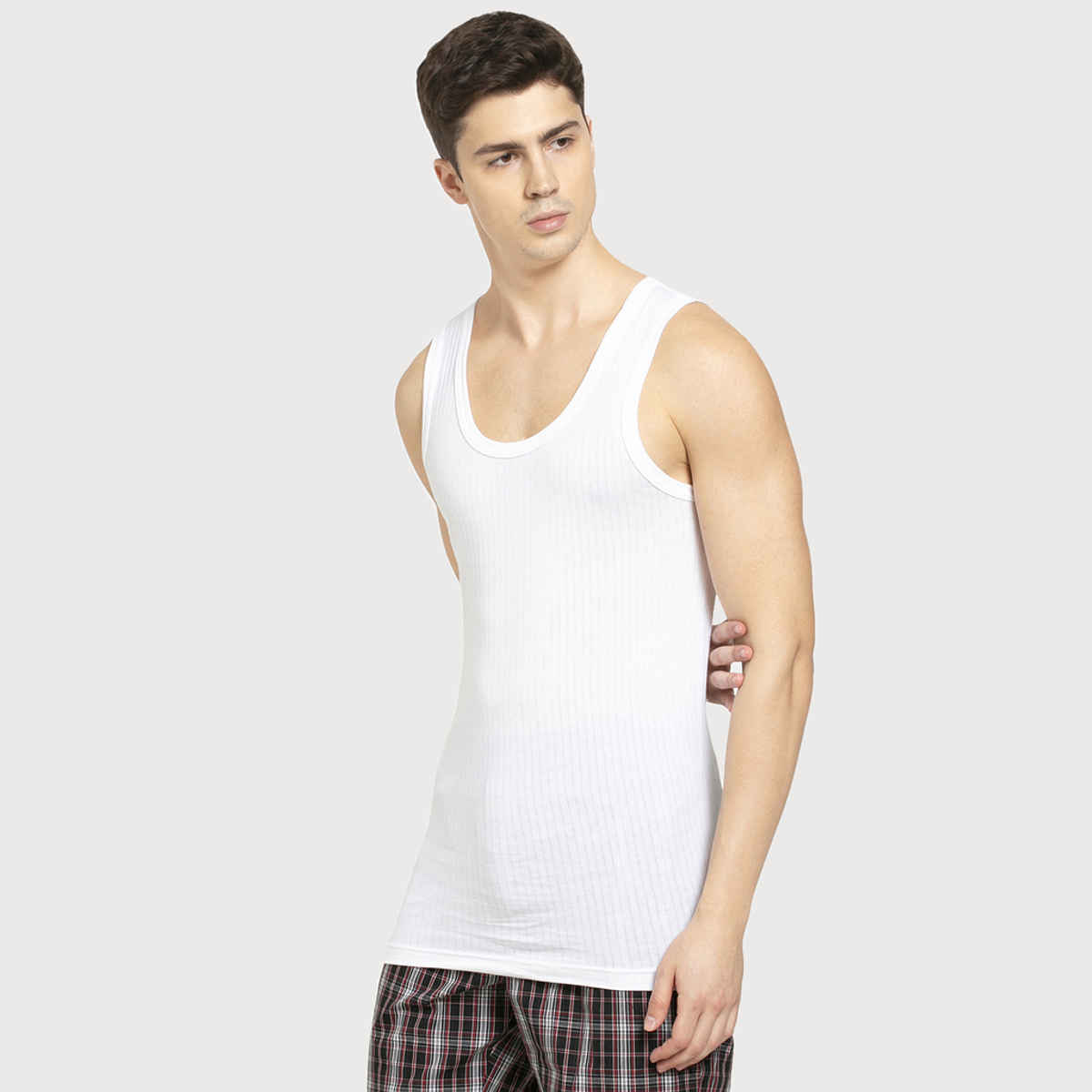 Jockey 8816 Men's Super Combed Cotton Sleeveless Vest|Extended Length|Easy Tuck | White-80