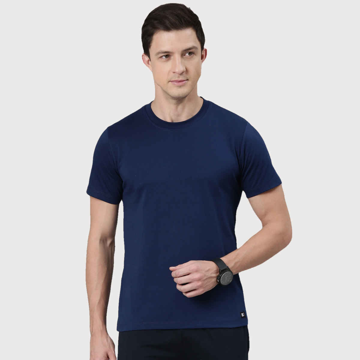 Rupa Jon Men's Round Neck T-Shirt Style | RJ 901 | Blue - L