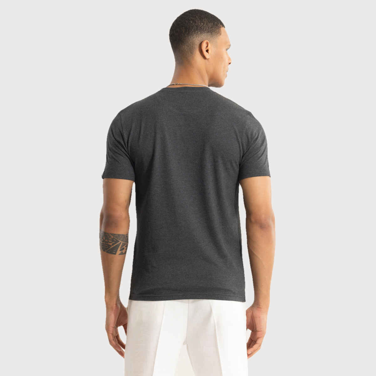 De Tees Men's Half Sleeve T-shirt | MHS-R | Charcoal Grey - S