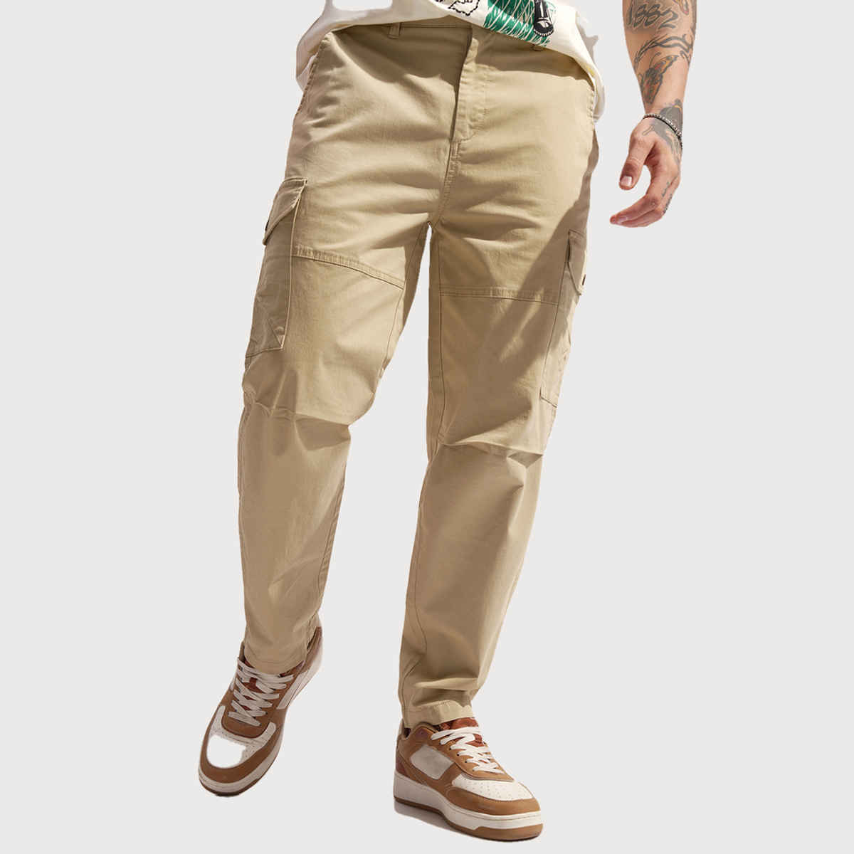 HIGHLANDER Men's Solid Baggy Cargo Pant | Taos Taupe - 34