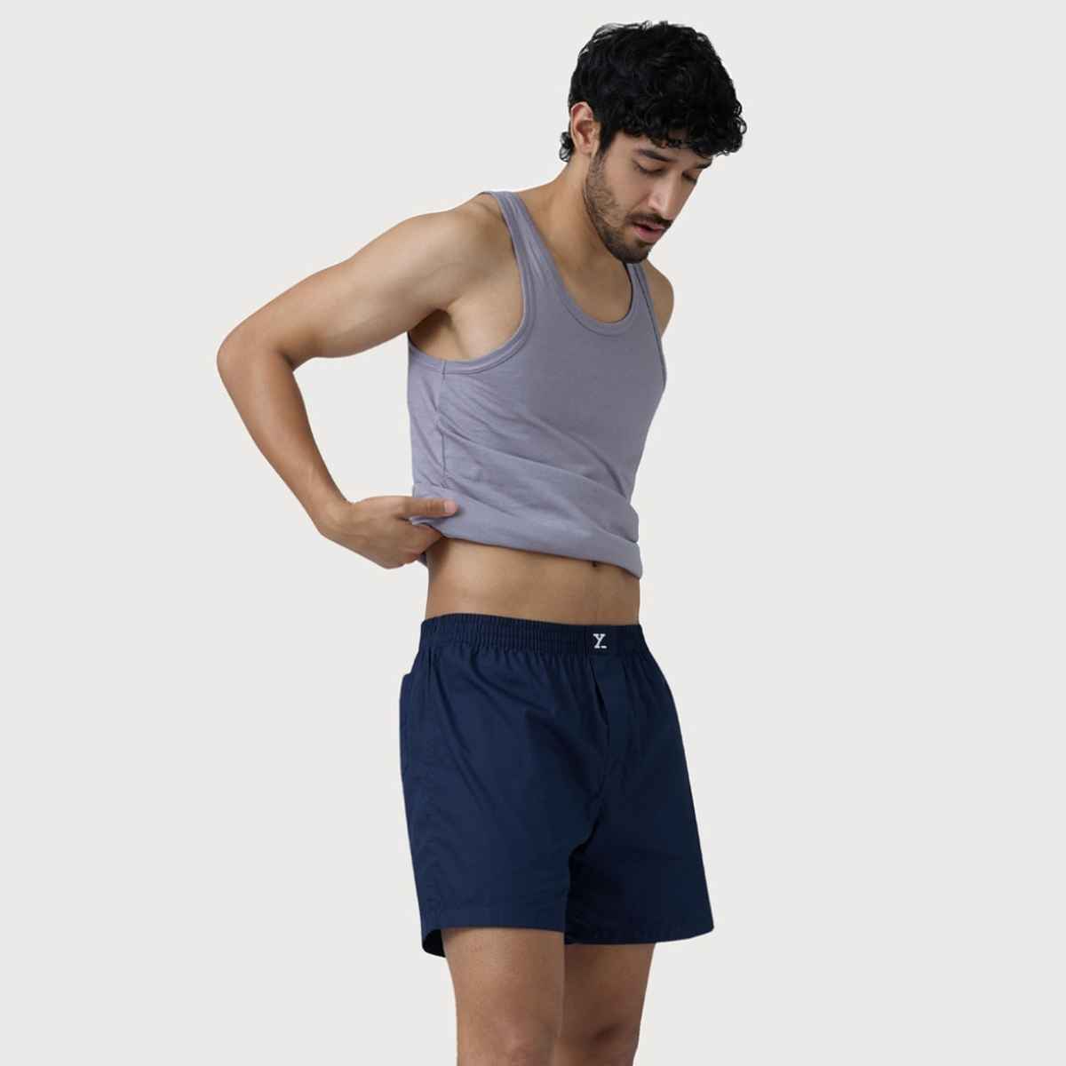 XYXX Men's Cotton Solid Inner Boxers Pack of 1, Midnight Blue| L