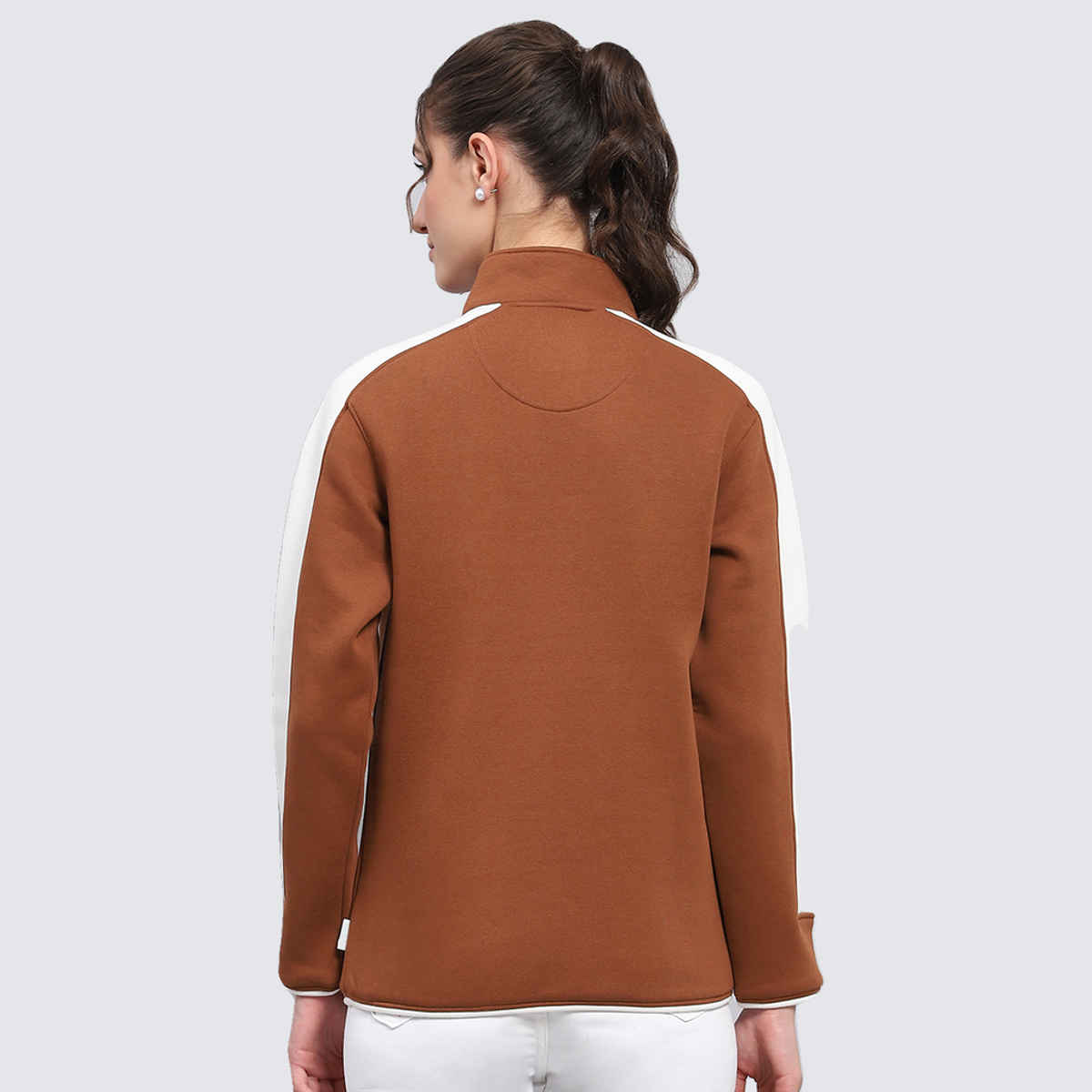 Rock.It By Monte Carlo Womens Solid Brown Mock Neck Full Sleeve Sweatshirt | 2240102621-2-36 | M
