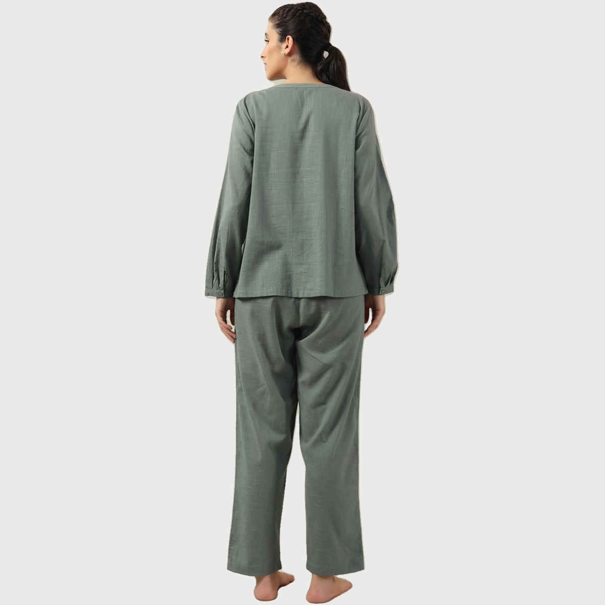 Sanskrutihomes Pure Cotton Night Suit | Sea Green - XL