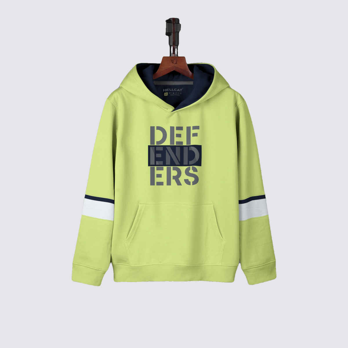 Hellcat Boy's Printed Cotton Blend Hoodie T-Shirt | Green | 3-4 Years