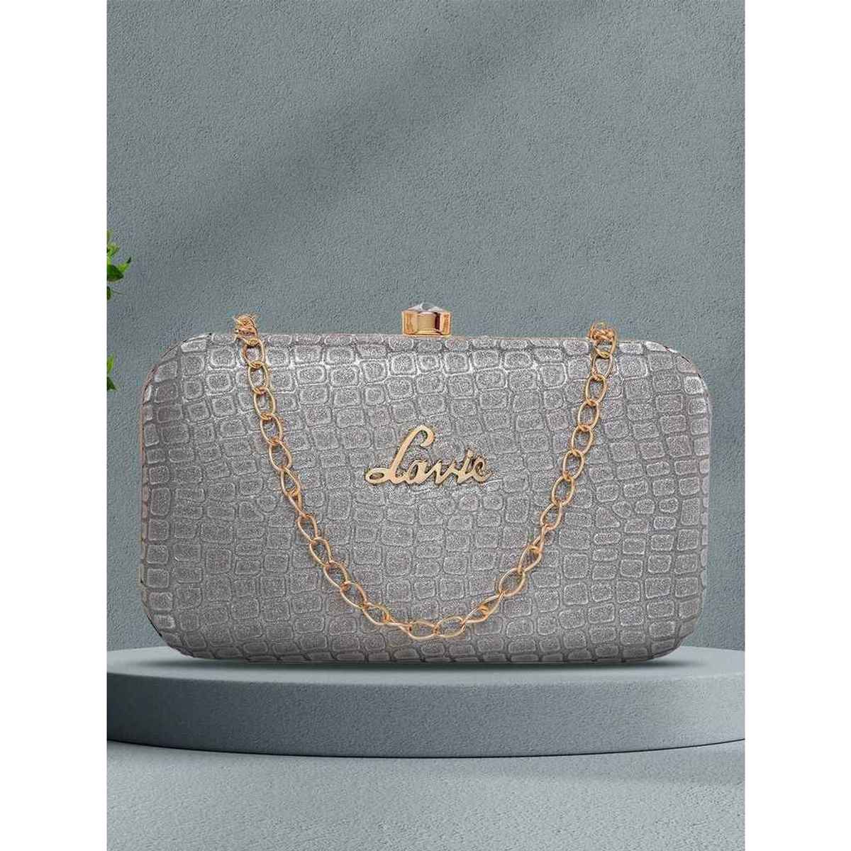 Lavie Women's Tinsel Frame clutch | Light Grey