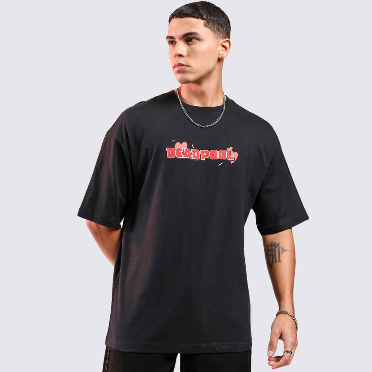Highlander Men's Marvel Deadpool Oversized Drop Shoulder T-shirt | Black - S