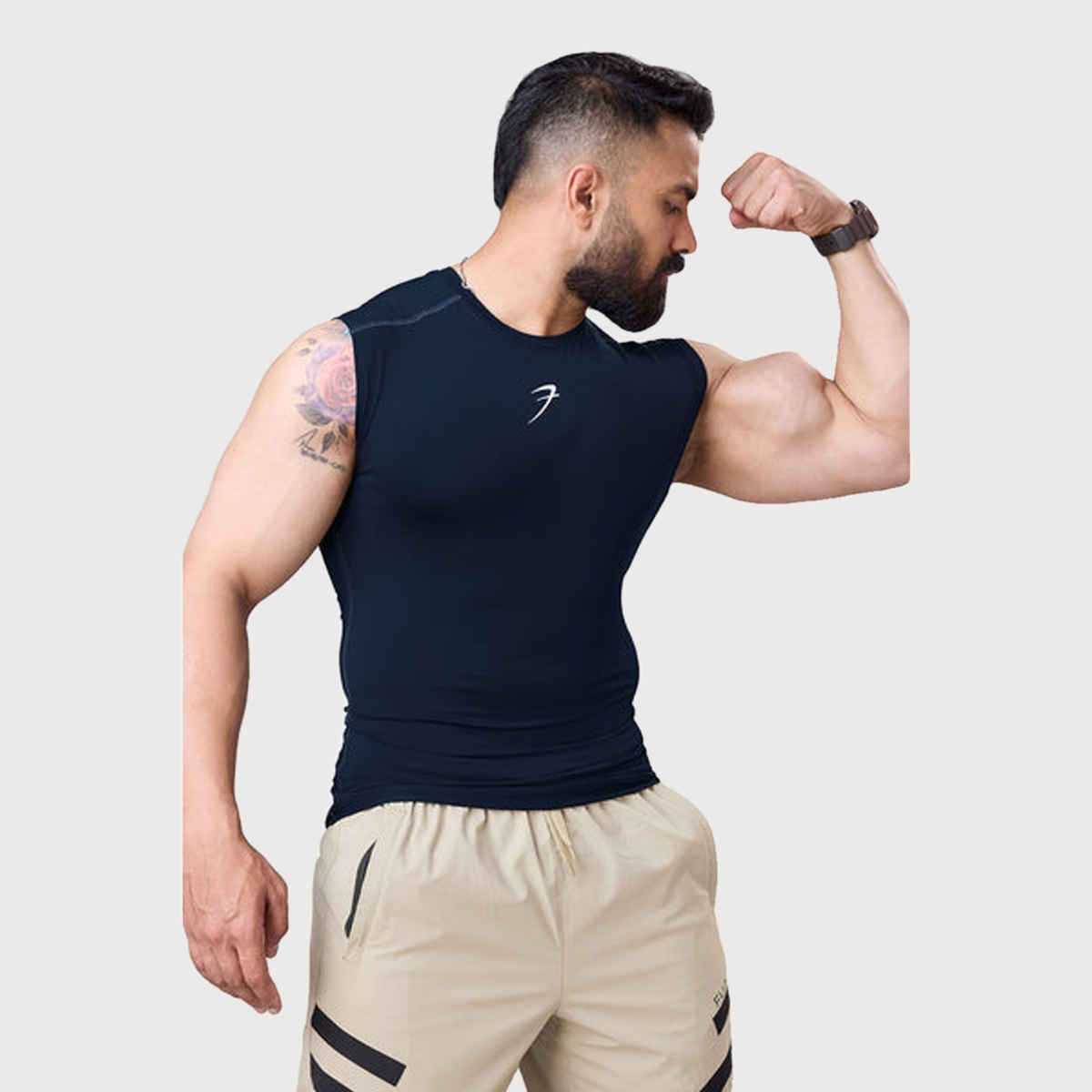 Fuaark Men's Compression Sleeveless Tank | Navy - S