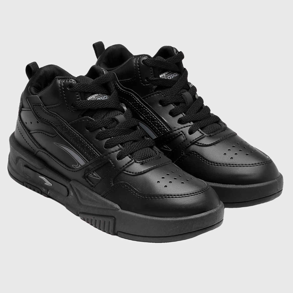 Asian Men s Mexico-11 Full Black Hightop Sneakers | UK-7