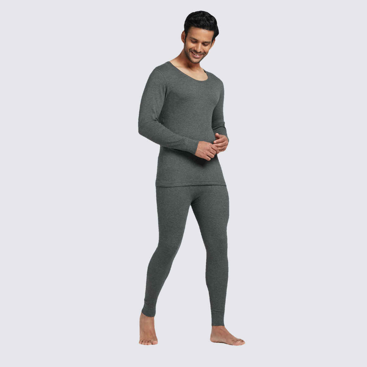 XYXX Men's Alpine Full Sleeve Thermal Tops, Charcoal Grey| S