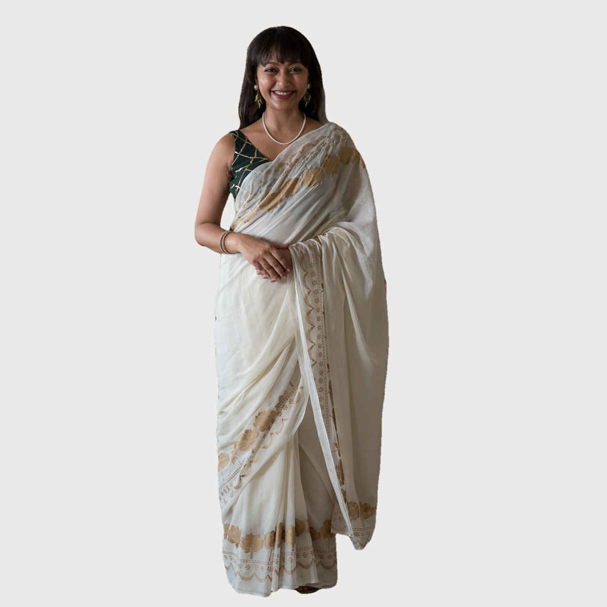Suta Beige Cotton Viscose Saree