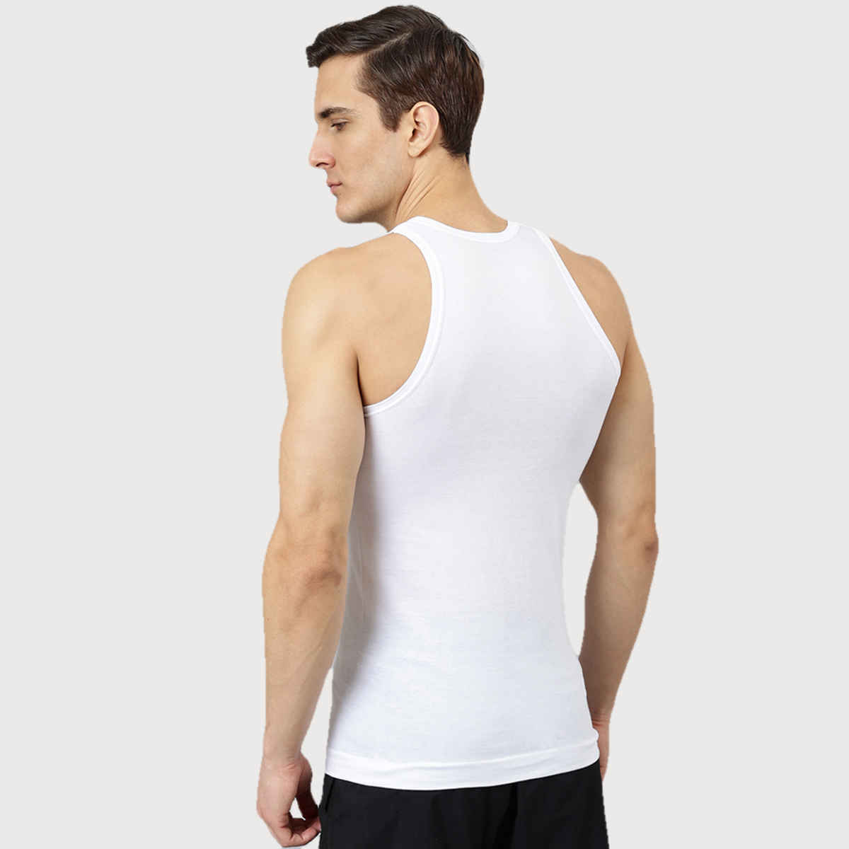 Dollar Bigboss Men's White Solid Combed Cotton Shrinkless Vest | Pack Of 2 - White - M