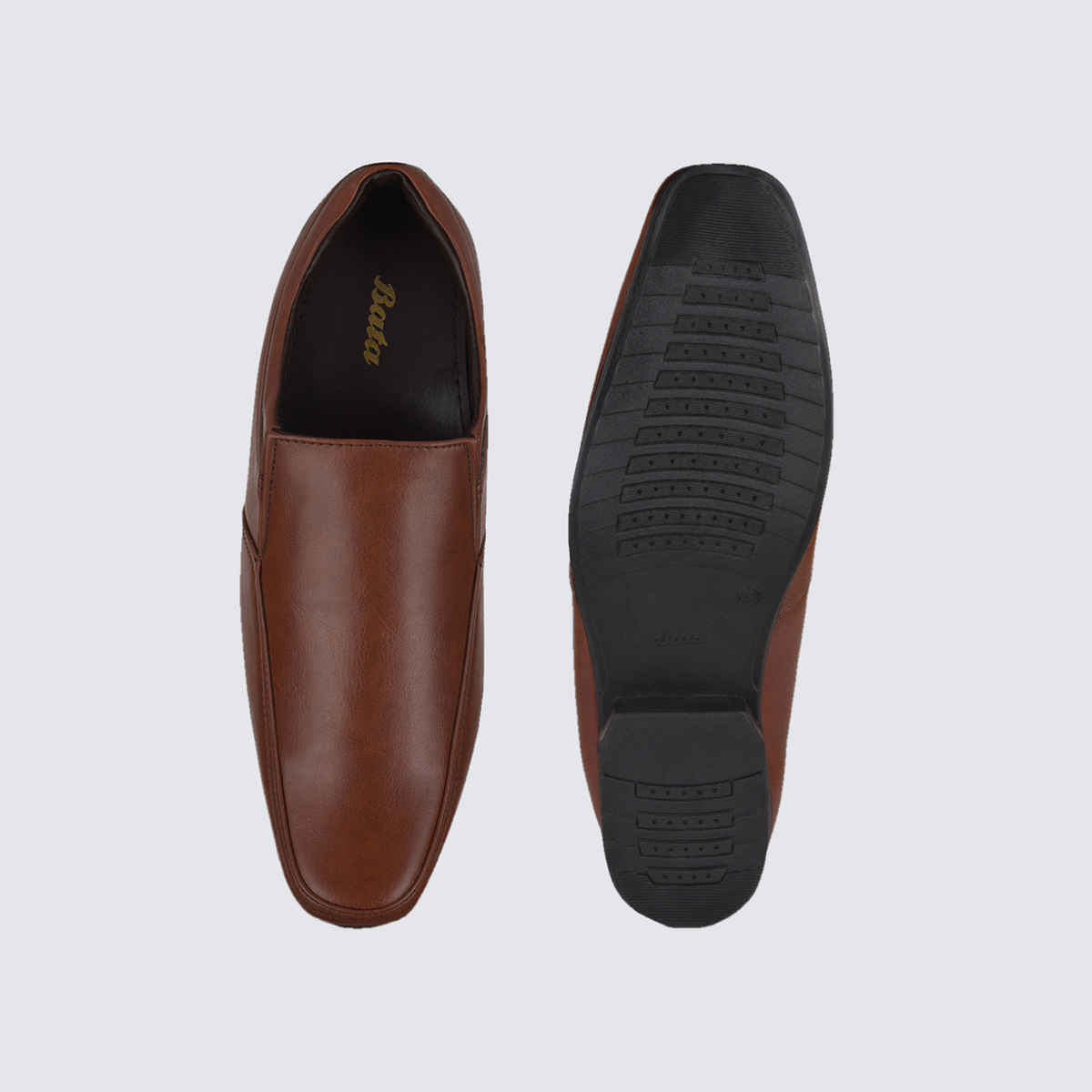Bata Men's Slip-On Formal Shoes | Tan - UK 7