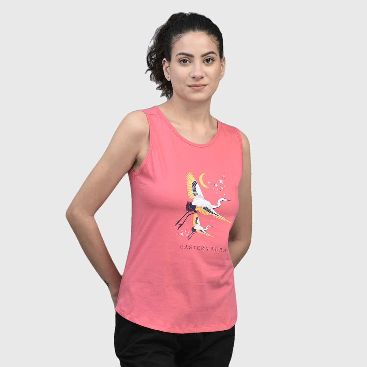 Dollar Women's Printed Premium Cotton Tank Top | Pink | L