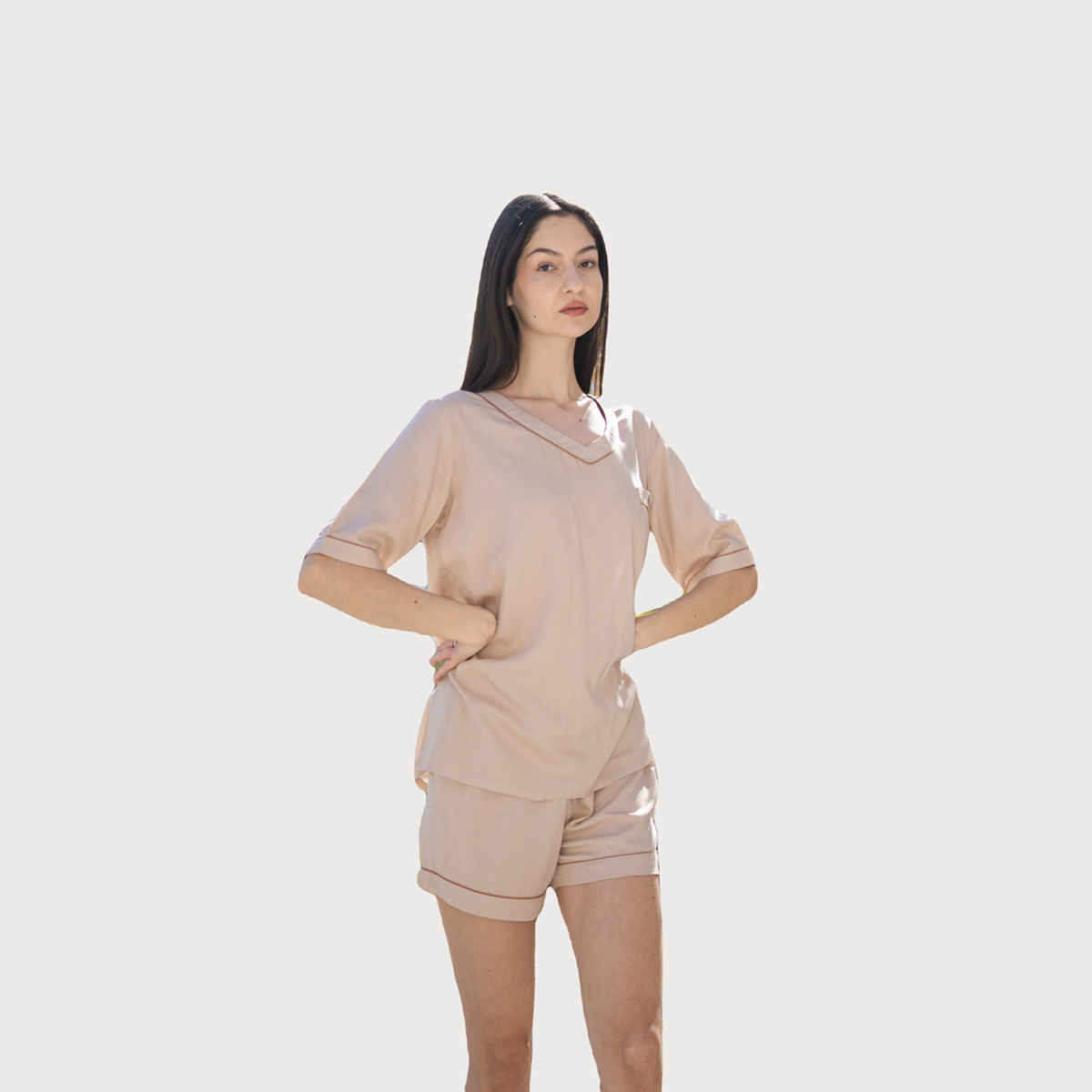 Sanskrutihomes Women's Pure Cotton Night suits | SE-NSS-802 | Cream - M