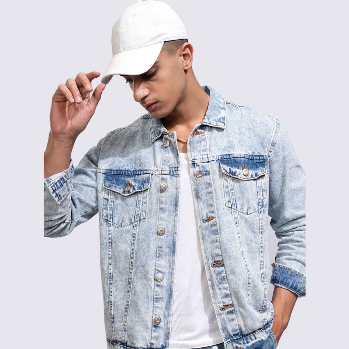 HIGHLANDER Men's Spread Collar Denim Jacket | Indigo - M