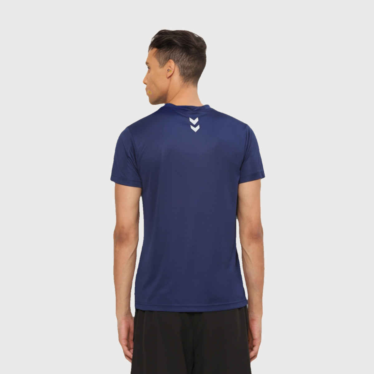hummel Men's Budoc Round Neck Solid Regular Fit Gym T-shirt | Blue Nights - S