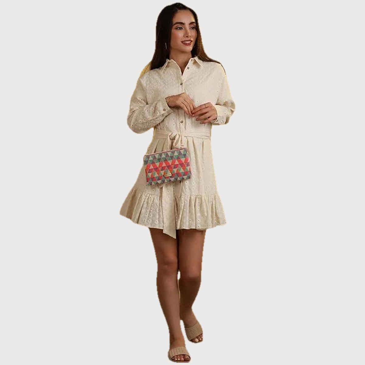 Priyaasi Women's Geometric Fabric 1 L Sling Bag | Multicolour - One Size