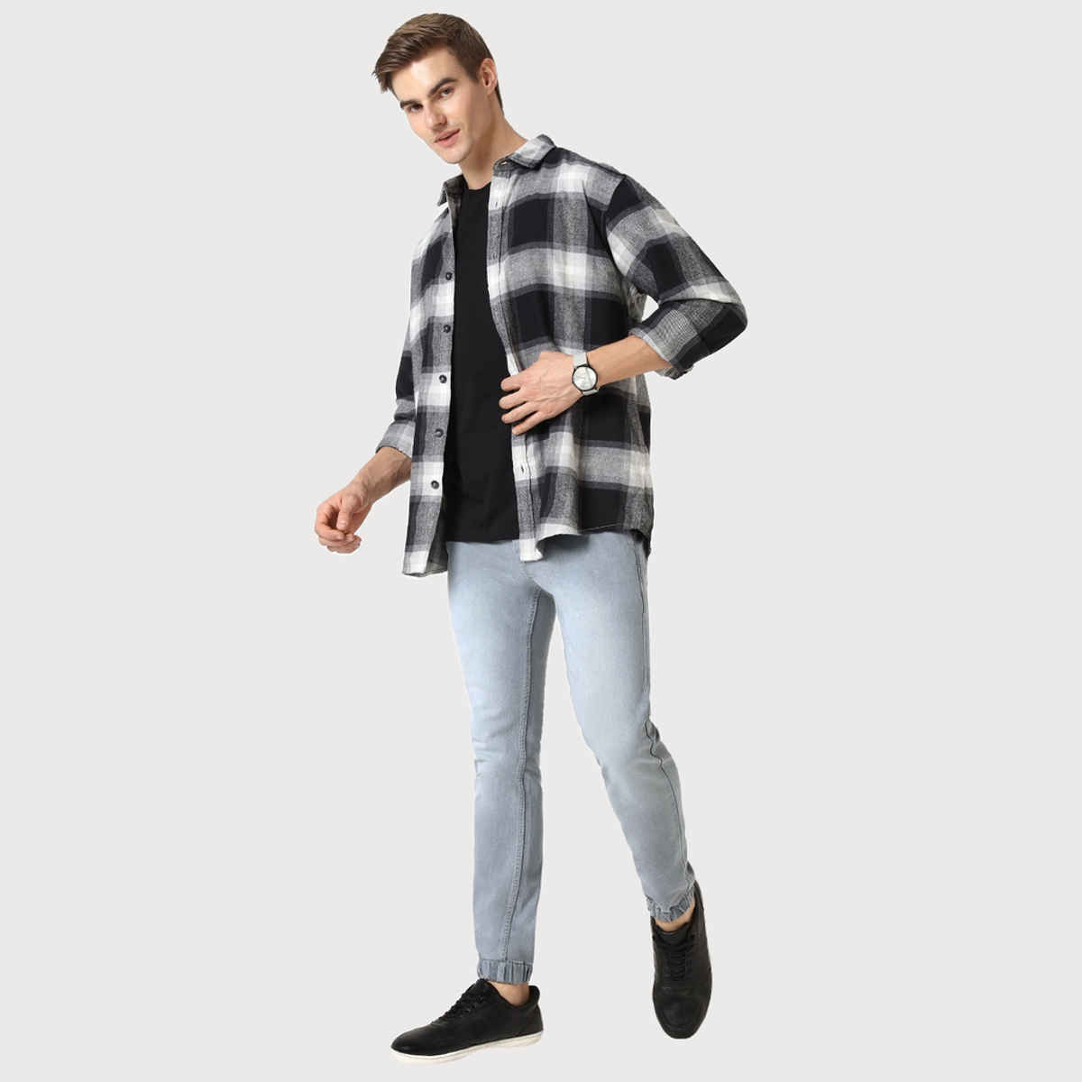 Urbano Fashion Men's Light Grey Slim Fit Stretch Jogger Jeans-32