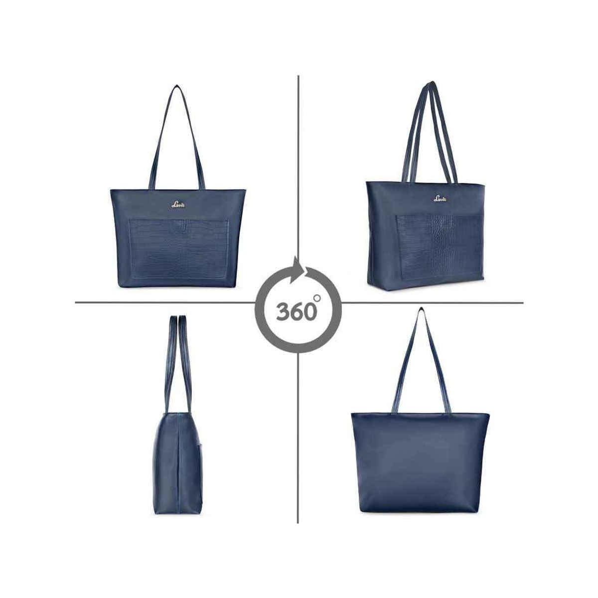 Lavie Women's Synthetic Leather Tote Bag | Large | Navy Blue