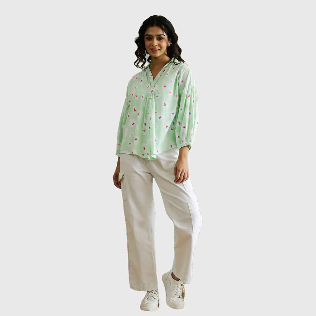 Sanskrutihomes Women's Pure Cotton Tops | RDT-35 | Green - S