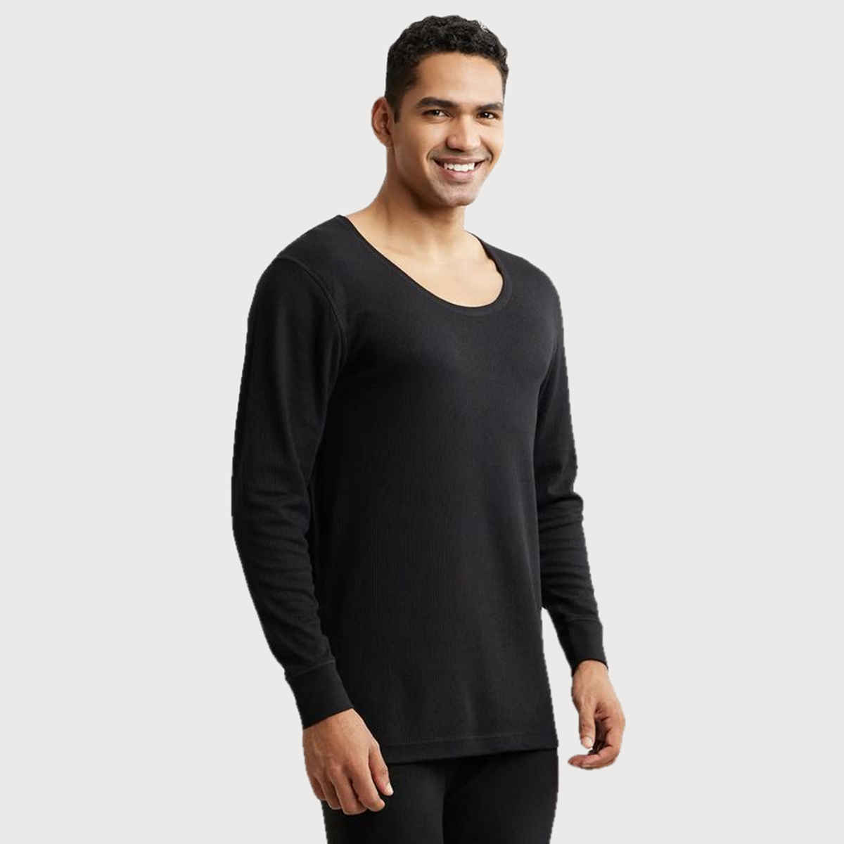 Jockey 2401 Men's Super Combed Cotton Rich Full Sleeve Thermal Undershirt | Black-L