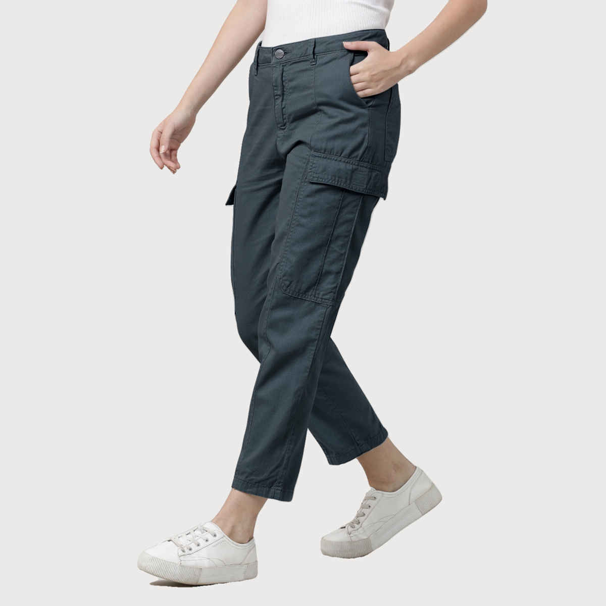 IVOC Women's Regular Cargo Trousers | Dark Grey - 28