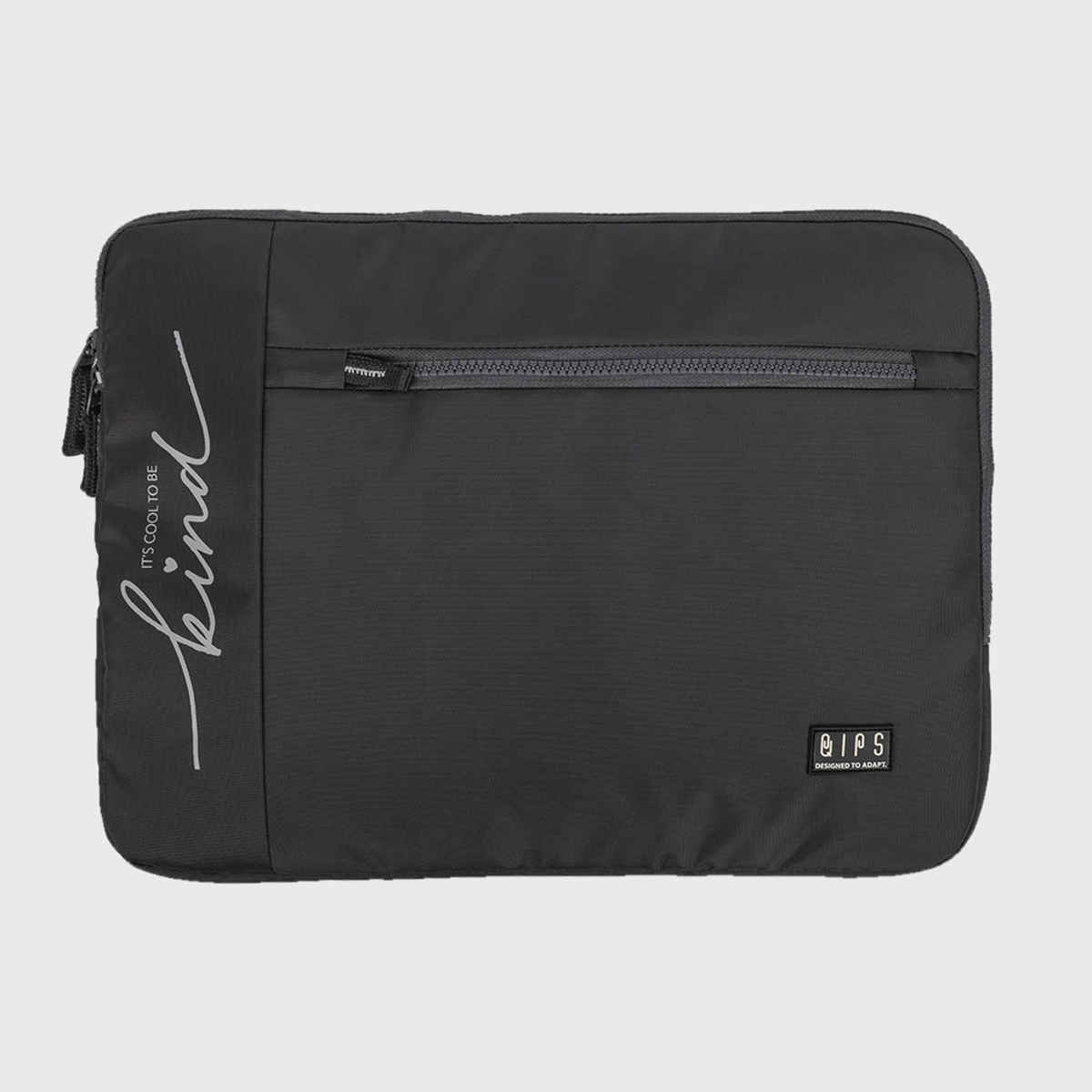 QIPS Unisex Solid PU Coated Polyester 15 L Laptop Sleeve | Dark Grey- 15 Inches