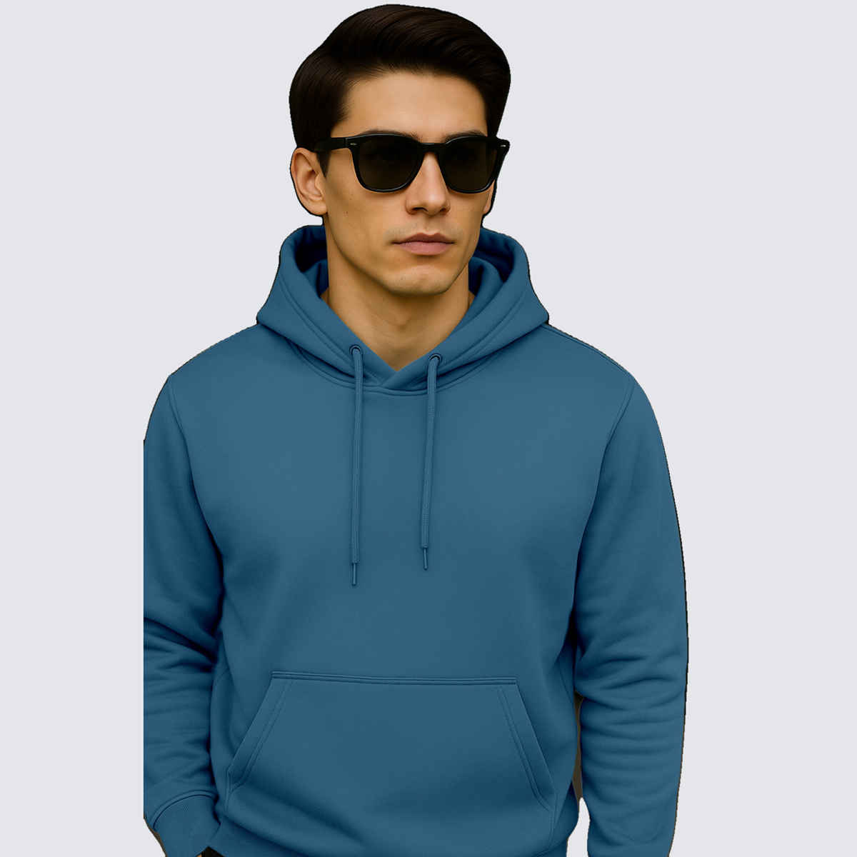 Ftx Men's Solid Regular Fit Full Sleeve Hoodie With Kangaroo Pocket Fleece Sweatshirt | Ice Blue - M