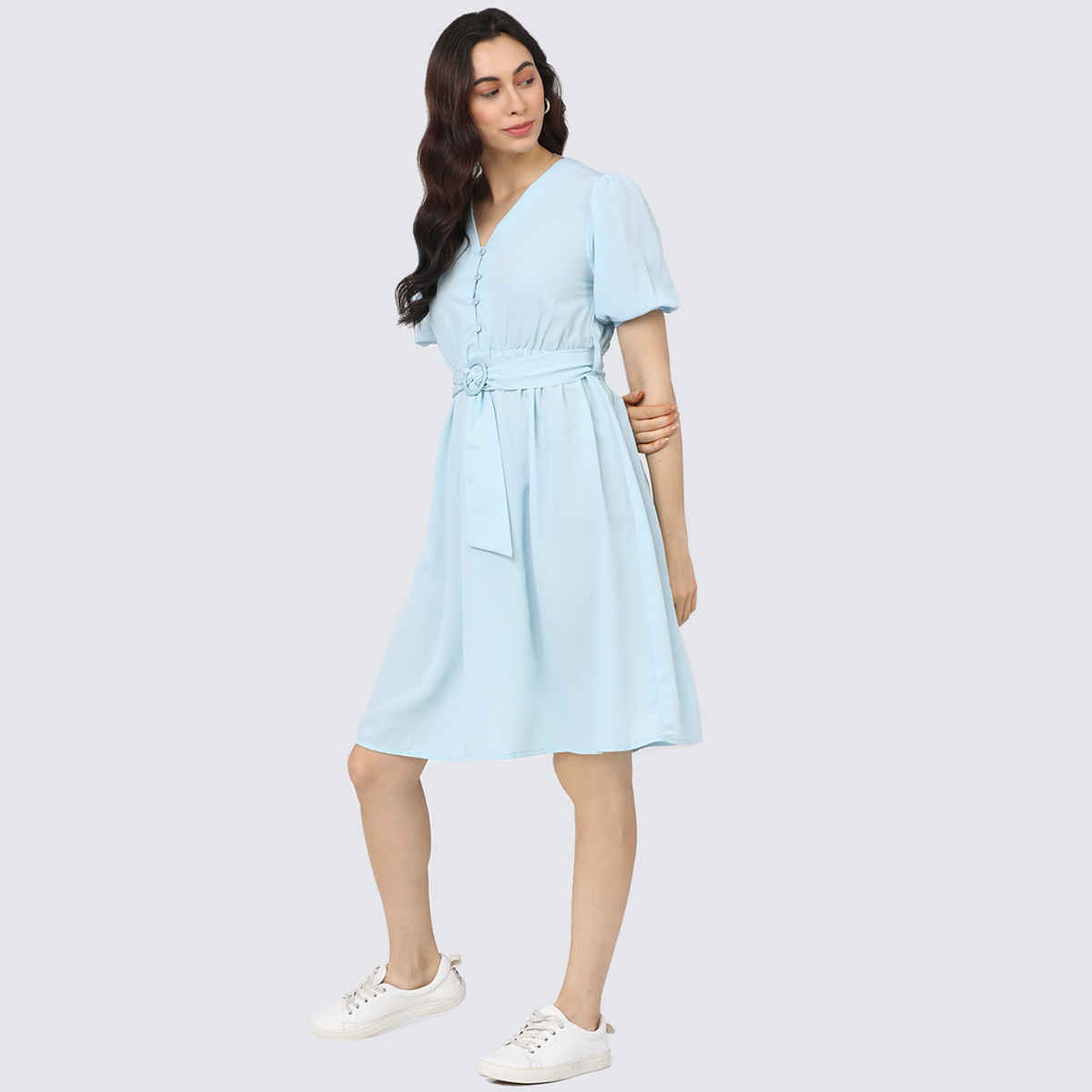 Tokyo Talkies Women's A-Line Knee Length Dress | Blue - M