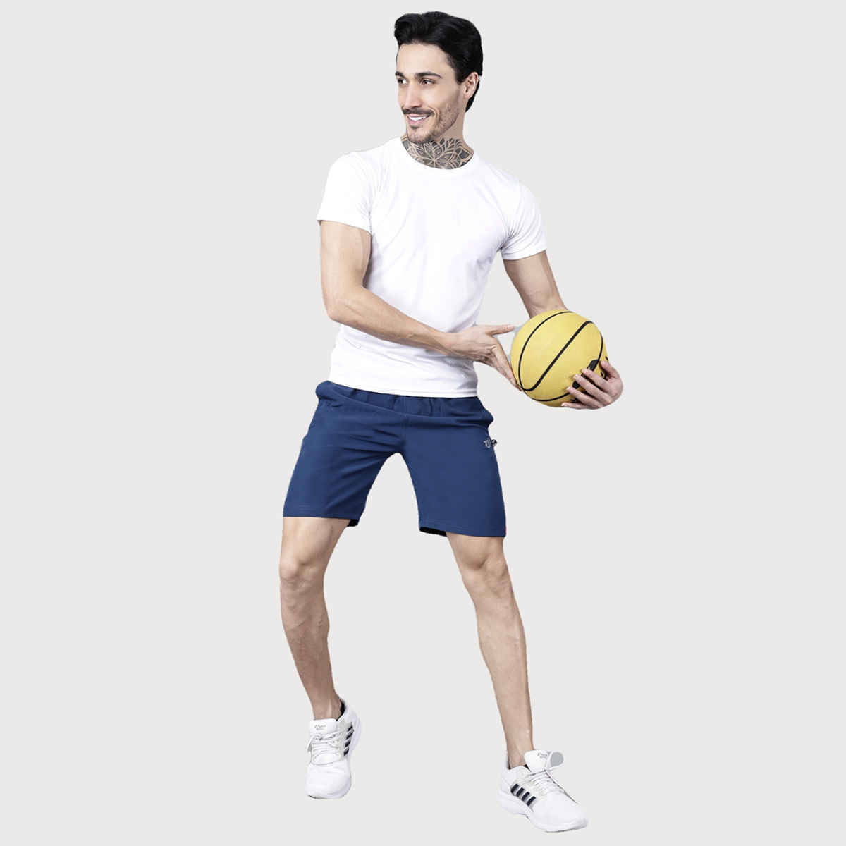 Texfro Men's Solid Knee Length Sports & Regular Shorts with Side Pockets - Blue | M