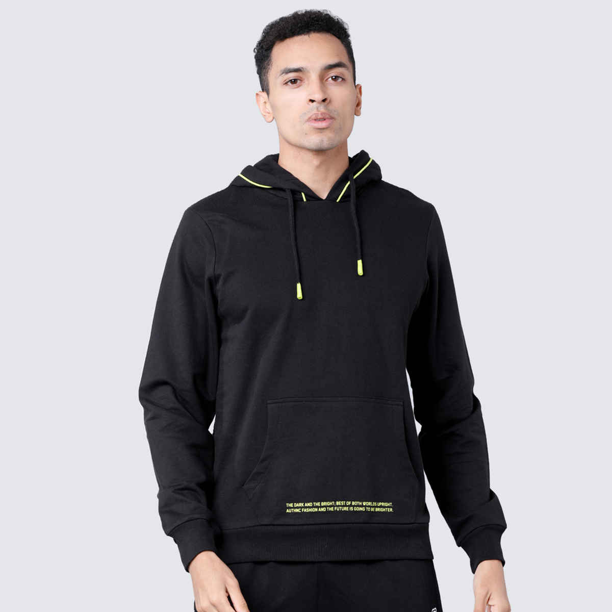 HIGHLANDER Men's Solid Hooded Sweatshirt | Black - S