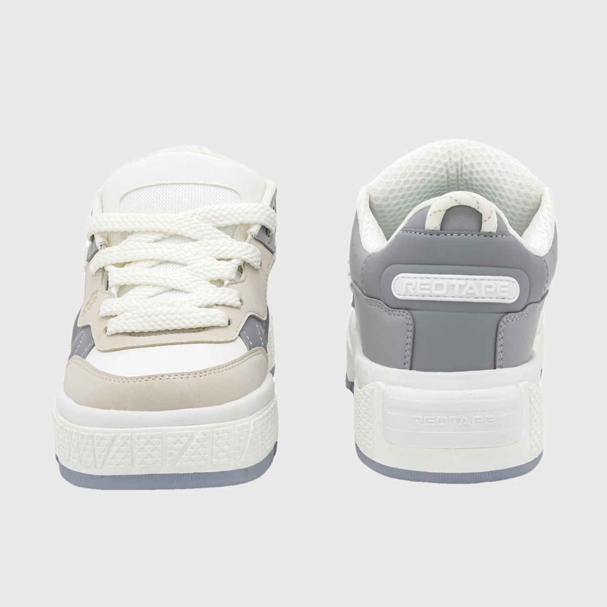 Red Tape Men's Casual Sneaker Shoes | Elegantly Rounded Front | Grey and Beige - UK 7