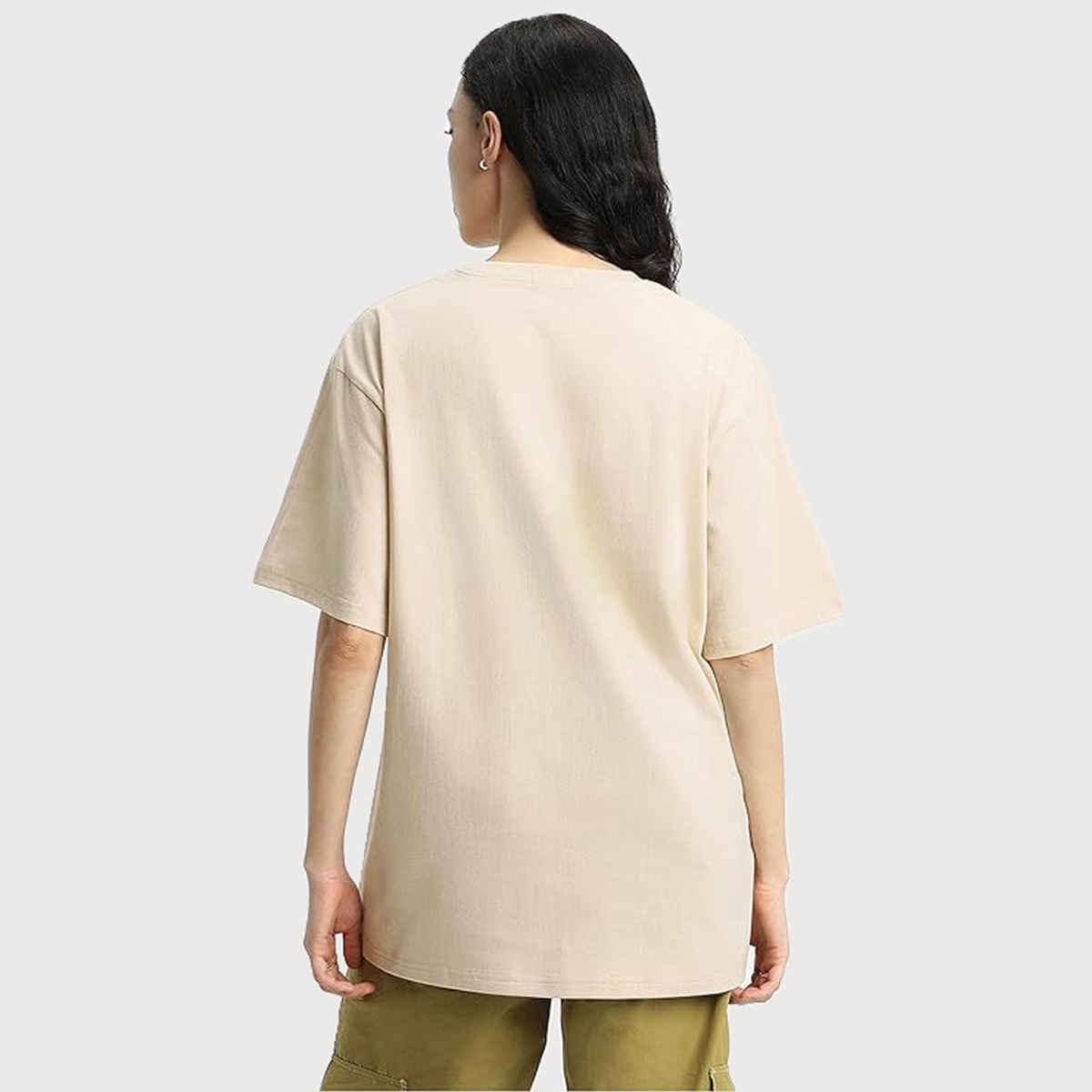 Juneberry Swanwhite Oversized Fit Round Neck T-shirt for Women - S