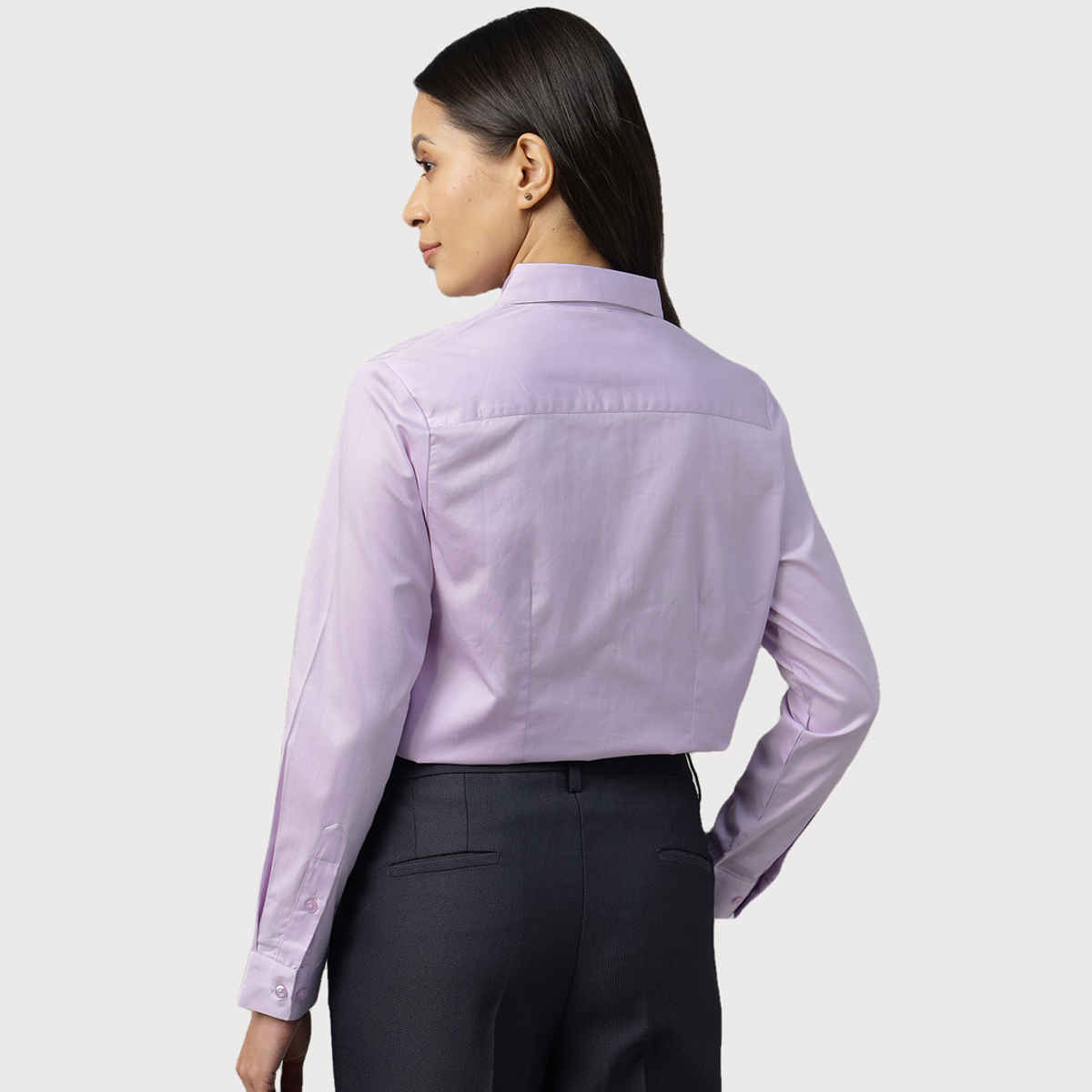 Hancock Women Lavender Solid Regular Fit Pure Cotton Formal Shirt | S