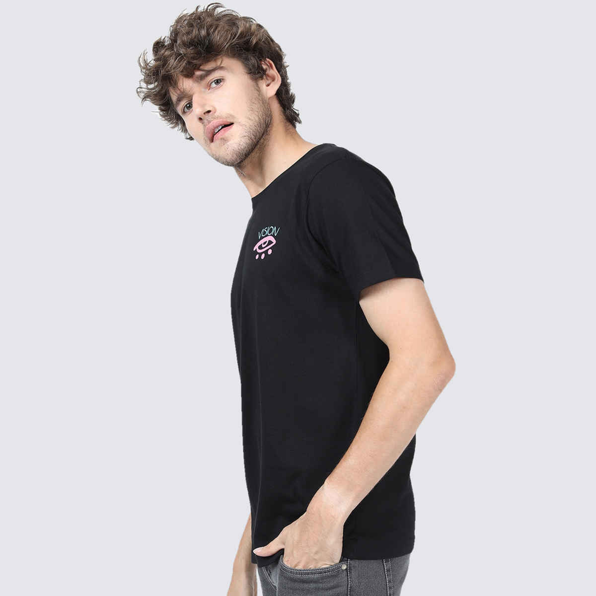 Ketch Men Printed Slim Fit T-Shirt | Black | L