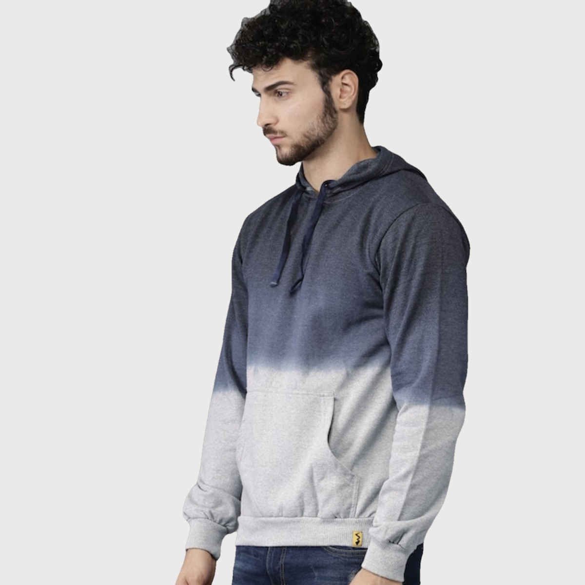 Campus Sutra Men's Pullover Ombre Sweatshirt With Ribbed Hem | Multicolour - M