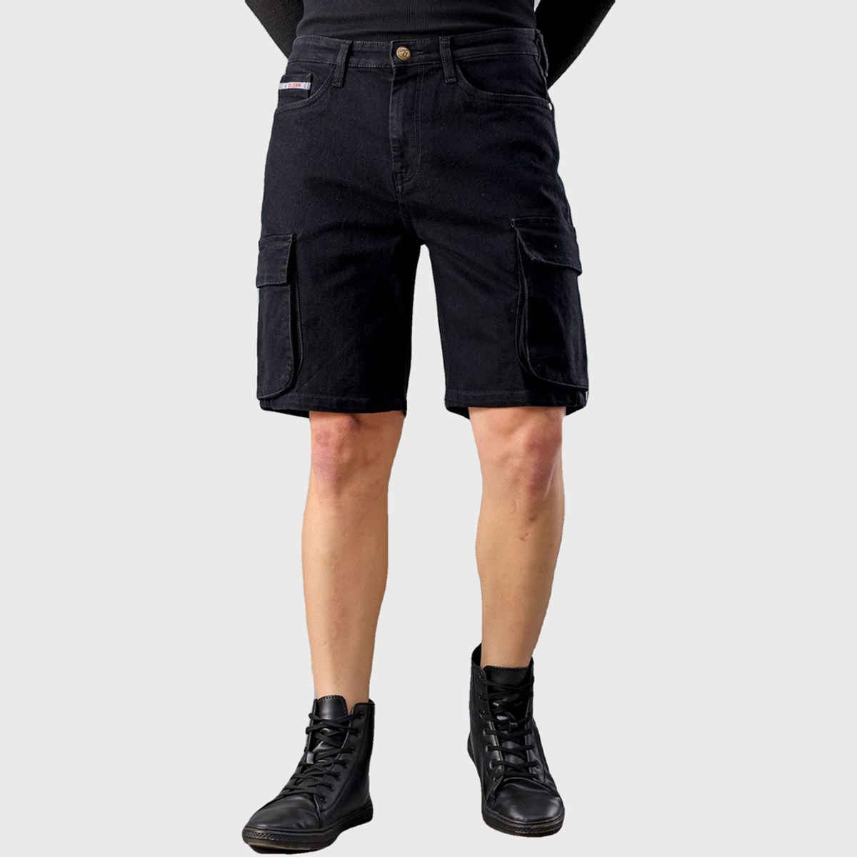 The Indian Garage Co Men's Regular Fit Solid Casual Shorts | Black - 34