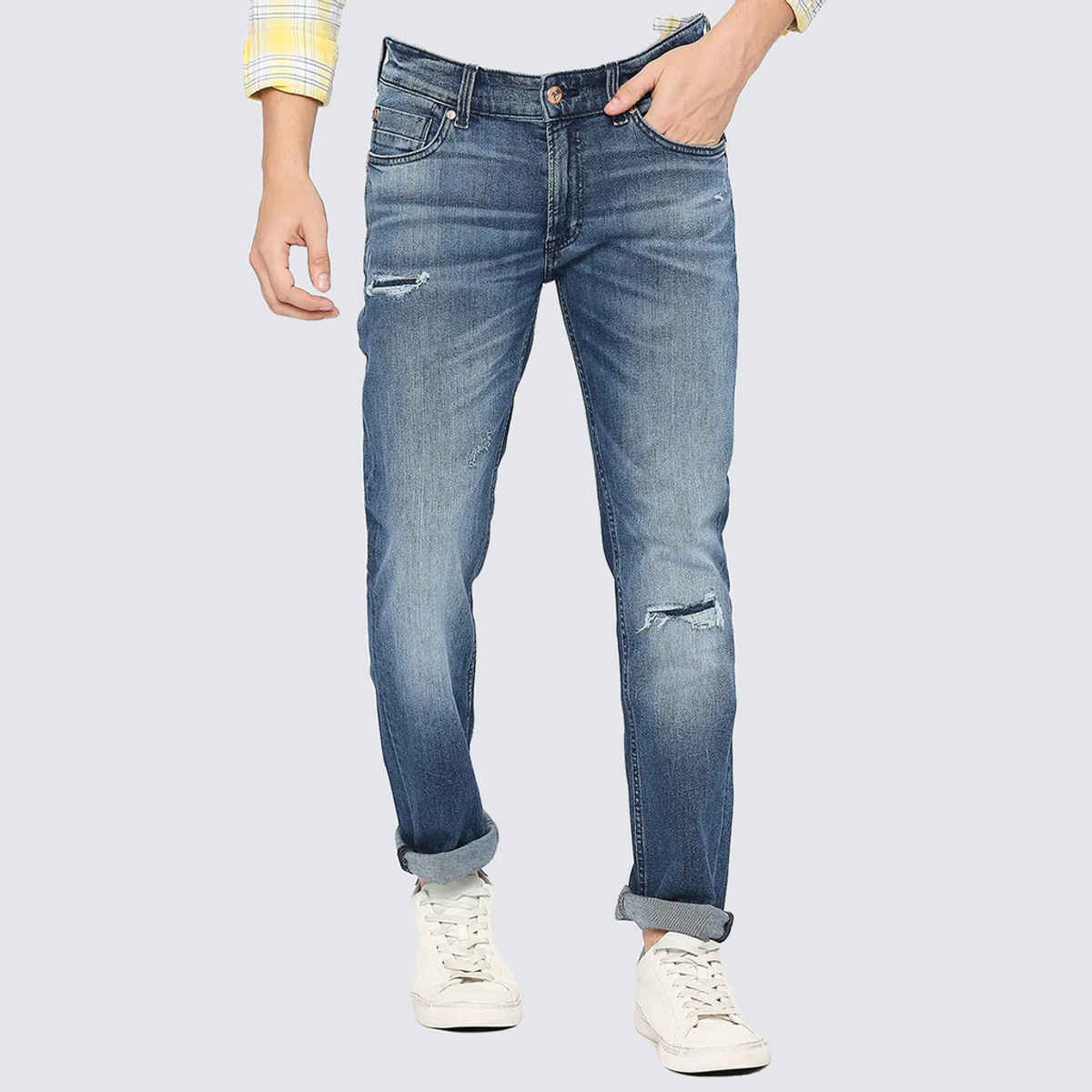 Spykar Men's Regular Fit Mid Rise Jeans | Rover | Mid Blue - 36