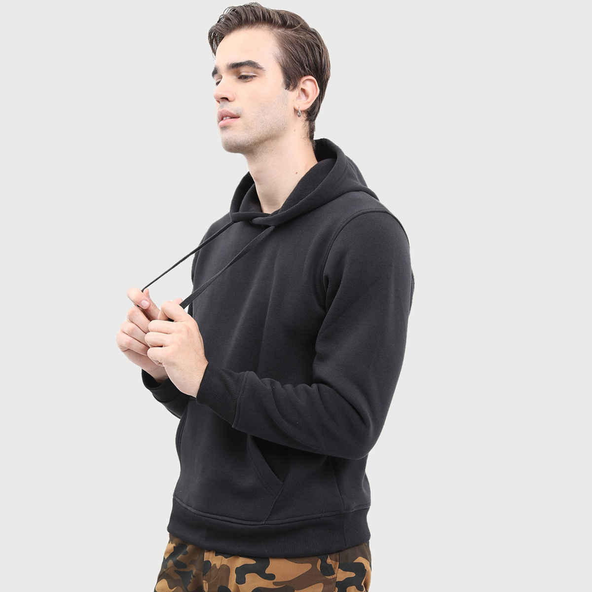 Ketch Men Hooded Pullover Sweatshirt | Black | M