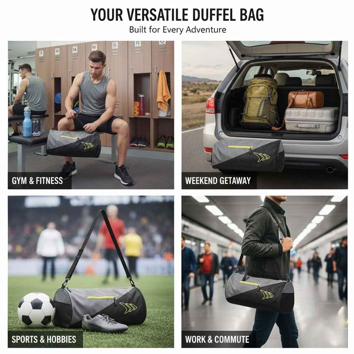 Mayor Duffle Gym Bag with Side Pocket Sports Bag Travel Bag for Men and Women | Yellow and Black