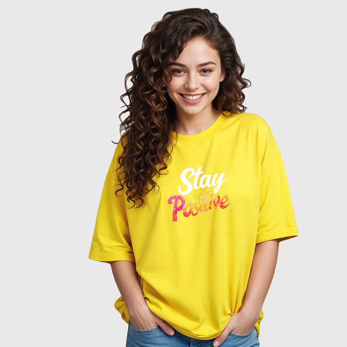 Smartees Women's Oversize Printed T-shirt | WW - 2034 | Lemon - XL