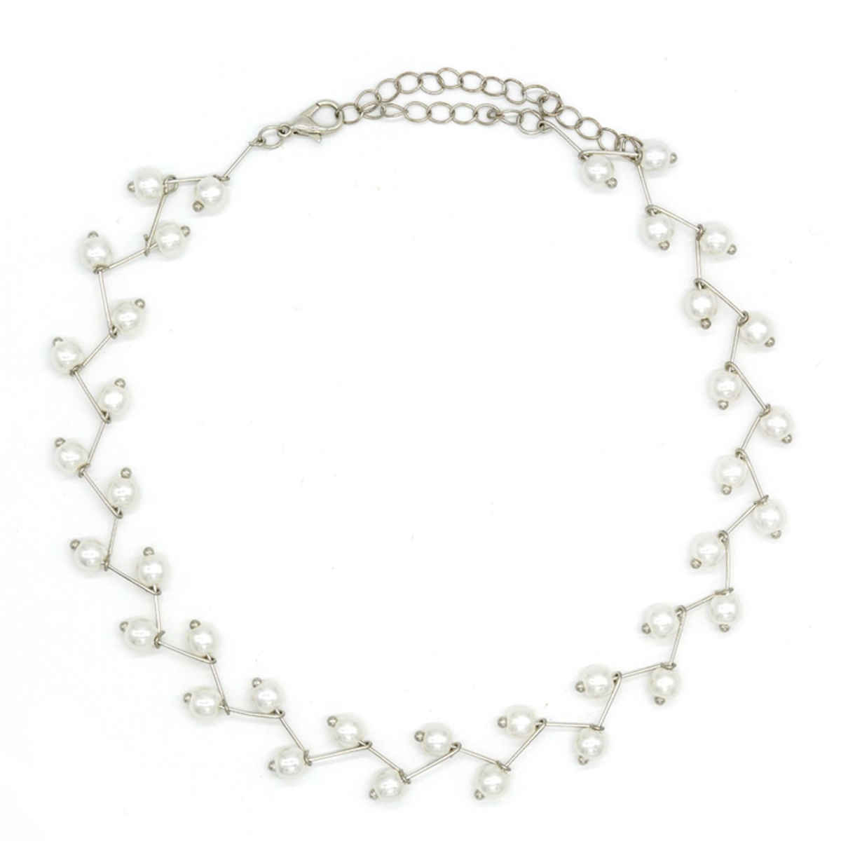 Joker & Witch Pearl Bar Silver Choker